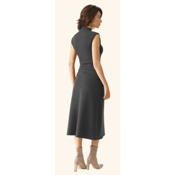 OGL Mockneck Tucks Midi Dress XS NWT - Picture 3 of 3